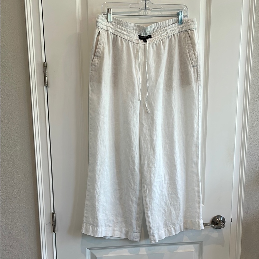Talbots Ivory Linen Trousers